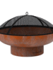 Barbecook black steel spark screen fitted to a fire pit